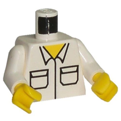 Torse, Chemise avec poche imprimé, bras blancs, mains jaunes (Torso, Shirt with Pockets Print, White Arms, Yellow Hands)