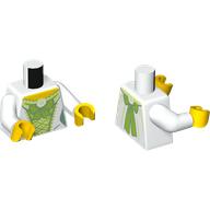 Visuel indicatif Rebrickable de Torse, arc de vert citron et sous-vêtement vert jaunâtre, arc de vert citron sur motif imprimé dos, bras blancs, mains jaunes (Torso, Lime Bow and Yellowish Green Underdress, Lime Bow on Back Print, White Arms, Yellow Hands)