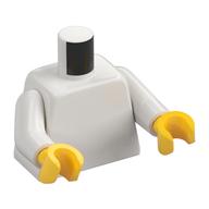 Visuel indicatif Rebrickable de Torse, Corset, Panneaux latéraux rouges, dentelle blanche, garniture, collier blanc avec pendentif noir imprimé, bras blancs, mains jaunes (Torso, Corset, Red Side Panels, White Lace, Trim, White Necklace with Black Pendant Print, White Arms, Yellow Hands)