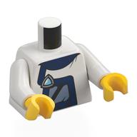 Visuel indicatif Rebrickable de Torse, salopette bleu foncé, motif imprimé triangle bijou, bras blancs, mains jaunes (Torso, Dark Blue Overalls, Triangle Jewel Print, White Arms, Yellow Hands)
