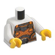 Torse, Imprimé armure orange/argent, bras blancs, mains jaunes (Torso, Orange/Silver Armor Print, White Arms, Yellow Hands)