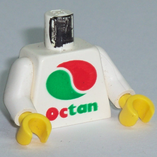 Torse, Octan Logo imprimé, bras blancs, mains jaunes (Torso, Octan Logo Print, White Arms, Yellow Hands)