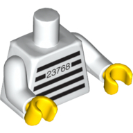 Torse, Chemise prison, avec rayures, '23768' imprimé, bras blancs, mains jaunes (Torso, Prison Shirt, with Stripes, '23768' Print, White Arms, Yellow Hands)
