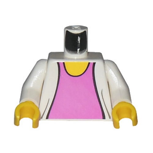 Visuel indicatif Rebrickable de Torse, Pull imprimé dessus rose foncé (Mary Jane), bras blancs, mains jaunes (Torso, Sweater over Dark Pink Top Print (Mary Jane), White Arms, Yellow Hands)