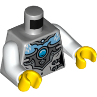 Torse, armure avec motif imprimé orbe bleu 'Chi', bras blancs, mains jaunes (Torso, Armor with Blue 'Chi' Orb Print, White Arms, Yellow Hands)