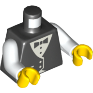 Torse, Gilet Formel avec motif imprimé nœud papillon, bras blancs, mains jaunes (Torso, Vest Formal with Bow Tie Print, White Arms, Yellow Hands)