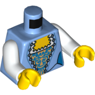 Torse, Corset avec motif imprimé or et bleu, bras blancs, mains jaunes (Torso, Corset with Gold and Blue Print, White Arms, Yellow Hands)