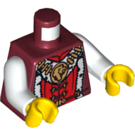 Modèle imprimé torse, médaillon tête de lion et garniture de fourrure, bras blancs, mains jaunes (Torso, Lion Head Medallion and Fur Trim Print, White Arms, Yellow Hands)