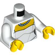 Torse, robe de mariée avec motif imprimé collier, bras blancs, mains jaunes (Torso, Wedding Dress with Necklace Print, White Arms, Yellow Hands)