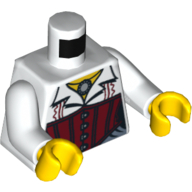 Torse, Blouse avec collier et motif imprimé Corset rouge, bras blancs, mains jaunes (Torso, Blouse with Necklace and Red Corset Print, White Arms, Yellow Hands)