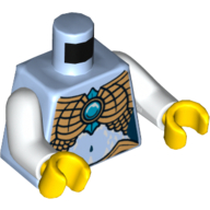 Torse, armure avec des écailles d'or et bleu chi motif imprimé bijou, bras blancs, mains jaunes (Torso, Armor with Gold Scales and Blue Chi Jewel Print, White Arms, Yellow Hands)
