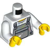 Torse, gris bleuté clair dans l'ensemble, motif imprimé taches de peinture, bras blancs, mains jaunes (Torso, Light Bluish Gray Overall, Paint Stains Print, White Arms, Yellow Hands)
