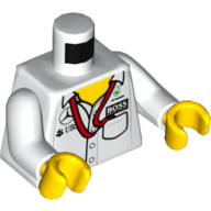 Visuel indicatif Rebrickable de Logos torse, chemise, patron, mercedes-benz, pétronas et ubs et ruban rouge et poche, motif imprimé devant et dos, bras blancs, mains jaunes (Torso, Shirt, Boss, Mercedes-Benz, Petronas and UBS Logos and Red Ribbon and Pocket, Front and Back Print, White Arms, Yellow Hands)