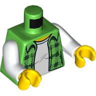 Torse, chemise en flanelle à carreaux sur motif imprimé t-chemise blanc, bras blancs, mains jaunes (Torso, Plaid Flannel Shirt over White T-Shirt Print, White Arms, Yellow Hands)