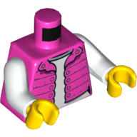 Visuel indicatif Rebrickable de Torse, bodywarmer avec motif blanc imprimé sous-chemise, bras blancs, mains jaunes (Torso, Bodywarmer with White Undershirt Print, White Arms, Yellow Hands)