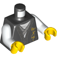 Visuel indicatif Rebrickable de Torse, robe, chemise blanche, asiatique Symboles motif imprimé, bras blancs, mains jaunes (Torso, Robe, White Shirt, Asian Symbols Print, White Arms, Yellow Hands)