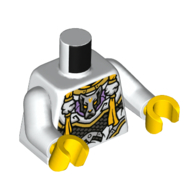 Torse, Loup gris bleuté clair, Jaune Décorations motif imprimé, bras blancs, mains jaunes (Torso, Light Bluish Grey Wolf, Yellow Decorations Print, White Arms, Yellow Hands)