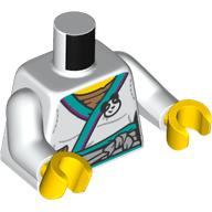 Torse, robe, turquoise foncé/magenta, ceinture gris bleuté clair, motif imprimé panda, bras blancs, mains jaunes (Torso, Robe, Dark Turquoise/Magenta Trim, Light Bluish Grey Belt, Panda Print, White Arms, Yellow Hands)