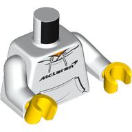 Visuel indicatif Rebrickable de Torse, Sweat à capuche, Motif imprimé noir 'MCLAREN', bras blancs, mains jaunes (Torso, Hoodie, Black 'MCLAREN' Print, White Arms, Yellow Hands)