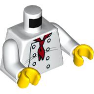 Torse, veste de chef, 8 boutons, foulard rouge / '2012 The LEGO Store Vancouver, BC' sur Motif imprimé dos, bras blancs, mains jaunes (Torso, Chef Jacket, 8 Buttons, Red Neckerchief / '2012 The LEGO Store Vancouver, BC' on Back Print, White Arms, Yellow Hands)