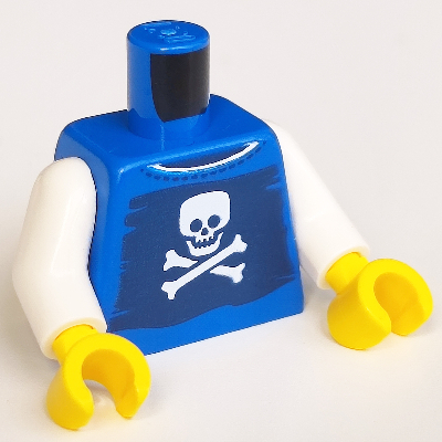 Visuel indicatif Rebrickable de Torse, Crâne et os croisés imprimé, bras blancs, mains jaunes (Torso, Skull and Crossbones Print, White Arms, Yellow Hands)