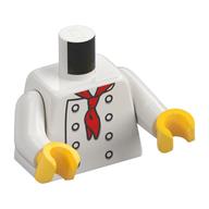 Torse, chef avec 8 boutons et long foulard rouge / foulard sur le dos motif imprimé, bras blancs, mains jaunes (Torso, Chef with 8 Buttons and Long Red Neckerchief / Neckerchief on Back Print, White Arms, Yellow Hands)
