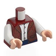 Visuel indicatif Rebrickable de Torse, Veste, Chemise boutonnée blanche, Pantalon bleu foncé imprimé, bras blancs, mains nougat clair (Torso, Jacket, White Buttoned Shirt, Dark Blue Pants Print, White Arms, Light Nougat Hands)