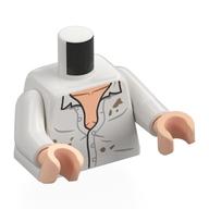 Torse, Chemise mi-ouverte, Poitrine de nougat clair, Taches beige foncé imprimé, bras blancs, mains nougat clair (Torso, Half Open Shirt, Light Nougat Chest, Dark Tan Stains Print, White Arms, Light Nougat Hands)