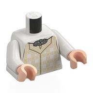 Torse, collier en argent/cape attache, or carrés décorations bras blancs, mains de nougat clair (Torso, Silver Necklace/Cape Clip, Gold Squared Decorations White Arms, Light Nougat Hands)