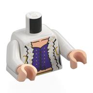 Visuel indicatif Rebrickable de Torse, manteau de fourrure, or décorations, robe pourpre foncé, nougat clair poitrine motif imprimé, bras blancs, mains nougat clair (Torso, Fur Coat, Gold Decorations, Dark Purple Dress, Light Nougat Chest Print, White Arms, Light Nougat Hands)