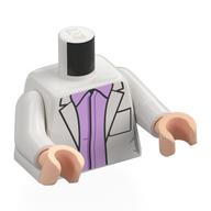 Torse, blouse de laboratoire, motif : chemise lavande, bras blancs, mains nougat clair (Torso, Lab Coat, Lavender Shirt Print, White Arms, Light Nougat Hands)