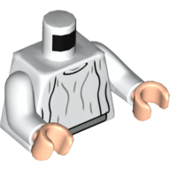 Torse, robe ample léger gris bleuté plis motif imprimé (Leia), bras blancs, mains nougat clair (Torso, Loose Dress Light Bluish Gray Folds Print (Leia), White Arms, Light Nougat Hands)