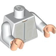 Visuel indicatif Rebrickable de Torse, combinaison avec panneau de poitrine en argent imprimé, bras blancs, mains nougat clair (Torso, Jumpsuit with Silver Chest Panel Print, White Arms, Light Nougat Hands)