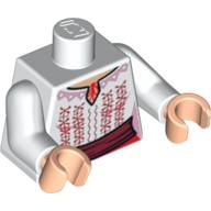 Visuel indicatif Rebrickable de Torse, Blouse avec motif imprimé broderie rouge et rose, bras blancs, mains nougat clair (Torso, Blouse with Red and Pink Embroidery Print, White Arms, Light Nougat Hands)