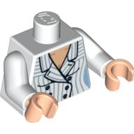 Visuel indicatif Rebrickable de Torse, Veste de costume avec motif imprimé Pinstripes bleu, bras blancs, mains nougat clair (Torso, Suit Jacket with Blue Pinstripes Print, White Arms, Light Nougat Hands)