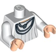 Visuel indicatif Rebrickable de Torse, robe avec collier en argent imprimé, bras blancs, mains nougat clair (Torso, Robe with Silver Necklace Print, White Arms, Light Nougat Hands)