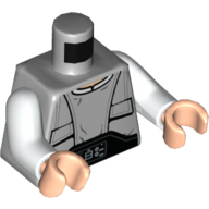Torse, combinaison, Rides, Boucle de Communicateur motif imprimé (Lobot), bras blancs, mains nougat clair (Torso, Jumpsuit, Wrinkly, Communicator Buckle Print (Lobot), White Arms, Light Nougat Hands)