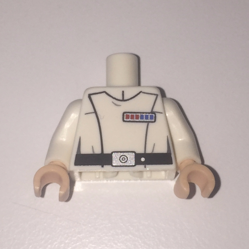 Visuel indicatif Rebrickable de Torse, uniforme impérial imprimé (amiral yularen), bras blancs, mains nougat clair (Torso, Imperial Officer Uniform Print (Admiral Yularen), White Arms, Light Nougat Hands)