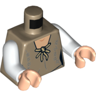 Visuel indicatif Rebrickable de Torse, robe avec cravate beige et surpiqûres gris foncé imprimé (Leia), bras blancs, mains nougat clair (Torso, Robe with Tan Tie and Dark Bluish Gray Stitching Print (Leia), White Arms, Light Nougat Hands)