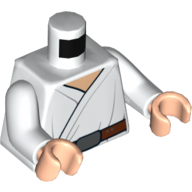Torse, tunique enveloppante et ceinture utilitaire avec grande poche, plis légers motif imprimé, bras blancs, mains nougat clair (Torso, Wrap-Around Tunic and Utility Belt with Large Pouch, Light Folds Print, White Arms, Light Nougat Hands)