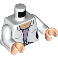 Visuel indicatif Rebrickable de Torse, chemise, attaché avec motif imprimé sous-chemise lavande, bras blancs, mains nougat clair (Torso, Shirt, Tied with Lavender Undershirt Print, White Arms, Light Nougat Hands)