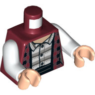 Visuel indicatif Rebrickable de Torse, Cardigan sur blanc Chemise à rayures imprimées (Secrétaire Janine), bras blancs, mains nougat clair (Torso, Cardigan over White Shirt with Stripes Print (Secretary Janine), White Arms, Light Nougat Hands)