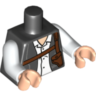 Visuel indicatif Rebrickable de Torse, Veste avec chemise blanche boutonnée et étui à épaule marron foncé motif imprimé (Chef O'Hara), bras blancs, mains nougat clair (Torso, Jacket with White Button Up Shirt and Dark Brown Shoulder Holster Print (Chief O'Hara), White Arms, Light Nougat Hands)