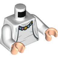 Visuel indicatif Rebrickable de Torse, Veste avec Sous-chemise plissée et Collier imprimé, bras blancs, mains nougat clair (Torso, Jacket with Creased Undershirt and Necklace Print, White Arms, Light Nougat Hands)