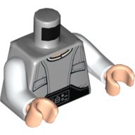 Torse, Veste, Noir Panneau de contrôle sur ceinture motif imprimé, bras blancs, mains nougat clair (Torso, Jacket, Black Control Panel on Belt Print, White Arms, Light Nougat Hands)