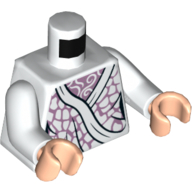 Visuel indicatif Rebrickable de Torse, robe avec imprimé lavande, bras blancs, mains nougat clair (Torso, Robe with Lavender Print, White Arms, Light Nougat Hands)
