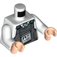 Torse, gilet pare-balles gris bleuté foncé, badge d'identité, cravate / 'SECURITY' et motif imprimé par radio, bras blancs, mains nougat clair (Torso, Dark Bluish Gray Bullet-Proof Vest, ID Badge, Tie / 'SECURITY' and Radio Print, White Arms, Light Nougat Hands)