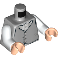 Visuel indicatif Rebrickable de Torse, gilet et chemise blanche à rayures imprimées, bras blancs, mains nougat clair (Torso, Vest and White Shirt with Pinstripes Print, White Arms, Light Nougat Hands)