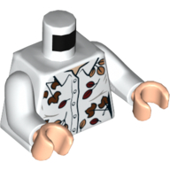 Torse, Chemise avec motif imprimé feuilles marron, bras blancs, mains nougat clair (Torso, Shirt with Brown Leaves Print, White Arms, Light Nougat Hands)