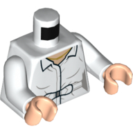 Visuel indicatif Rebrickable de Torse, chemise, ceinture et collier motif imprimé, bras blancs, mains nougat clair (Torso, Shirt, Belt, and Necklace Print, White Arms, Light Nougat Hands)